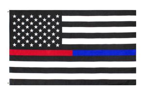 Partihandel 3x5fts American Thin Red and Blue Dual Line Flag för poliser Brandmän svarare