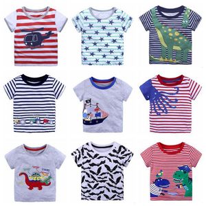 Summer Cotton T-shirts Kids Clothes Boys Toddler Short Sleeve Print Tops Baby Dinosaur Stripe Tees Animal Fashion Shirt Girls Clothing C4129