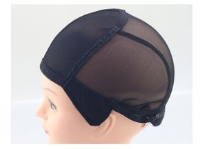 Wig Cap Adjustable Strap Hair Weaving Stretch Black Dome Caps For Wigs