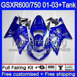 + Zbiornik dla Suzuki GSX-R750 GSXR 750 600 K1 Flames Silver Hot GSXR600 01 02 03 294HM.14 GSX R600 R750 GSXR-600 GSXR750 2001 2002 2003 2003