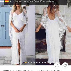 2020 Full Lace Mermaid Wedding Dresses with Wrap Front Slit Floor Length V Neck Beach Wedding Gown robe de mariée