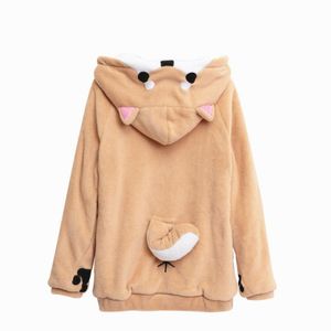 2019 kawaii hoodies kvinnor sweatshirts med öron söt vinter plysch härlig muco! Anime Hooded Hoodie S-XXL