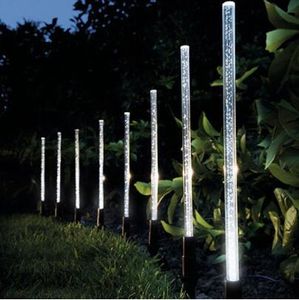 Solar Power Tube Lights Lamps Acrylic Bubble Pathway Lawn Landscape Decoration Garden Stick Stake Light Lamp SetSolar Power Tube Lights Lamp