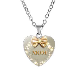 New Love You MOM Necklace Glass Heart Shape Necklace Pendants Best Mom Ever Fashion Jewelry Mother Gift drop ship
