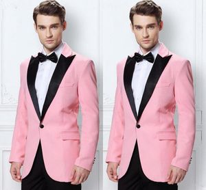 Pink Peak Lapel Men's Dinner Party Prom Suits Groom Tuxedos Groomsmen Man Wedding Blazer Suits (Jacket+Pants+Tie)A62