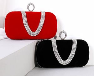 Quality Women fashion Clutch bags new velvet rhinestone banquet dress bag smart hasp flap with chain Mini sizes