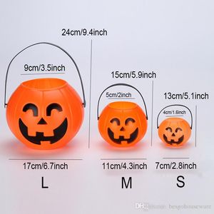 ハロウィーンキャンディバケツカボチャライトホリデーカボチャプラスチックランタンハロウィーンバケツパーティー装飾キッズハロウマスプロップバケツBH2066-1 ZX