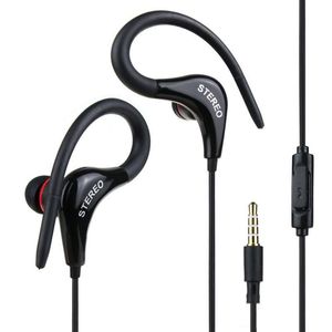 3,5 mm SPORT Hörlurar i öronbuller Avbryta kör hörlurar med Mic Earhook Wired stereo öronproppar för iPhone Samsung smartphones