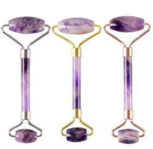 Jade Roller Face Care Tool Natural Stone Amethyst Facial Roller Massage Body Eye Neck Health Beauty Crystal Massager Skincare Tools