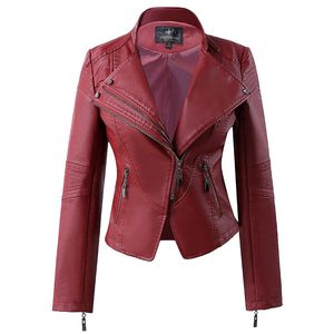 Fashion- 2019 Women Spring Autumn Faux Leather Jackets Lady Fashion Motorcycle Coat Short Slim Pu Leather Jacket Outwear tops LX2588