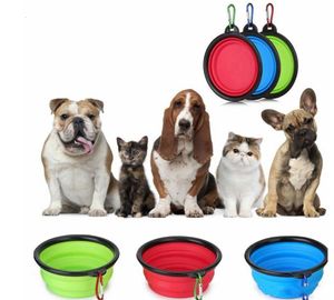 Travel Collapsible Pet Dog Cat Feeding Bowl Water Dish Feeder Silicone Foldable 9 Colors To Choose Free Shipping DHL