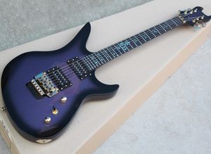 Purple unusual shaped electric guitar with floyd rose,rosewood fretboard with abalone inlay,can be customized as request