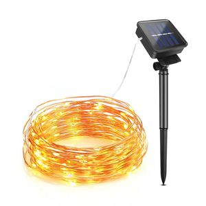 10m 20m Solar Power Garden Decoration Outdoor Lights LED Garden Lampa Lampa Wróżka Miedź String Dekoracyjne Wakacje Wedding Party Boże Narodzenie