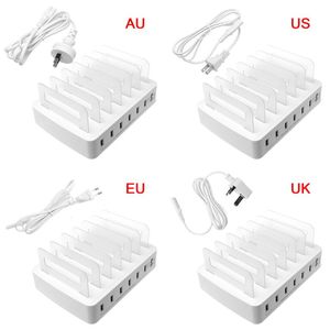 Smart USB Charger Quick Charging Station Dock 6 Port 2.4A Mobile Phone Tablets Multiple Devices Organizer Desktop Stand Power