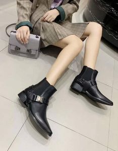Luxury New Womens Ankle Martin Pointed Toes Autumn Winter Boots Real Leather Buckle Shoes Size 35-41
