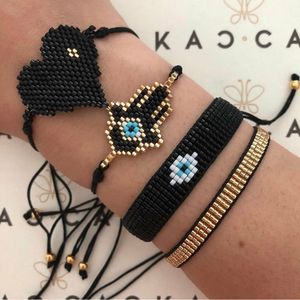 GO2BOHO Браслеты для женщин Miyuki Lucky Give Bracete глаз Турецкий глаз Ювелирные изделия Мужчины Pulseras Mujer Moda 2019 HAMSA Ручная повязка