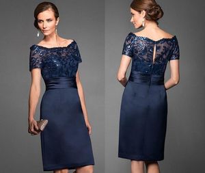 Newest Short Navy Blue Mother Of The Bride Dresses Elegant High Quality Knee Length Short Wedding Party Gown