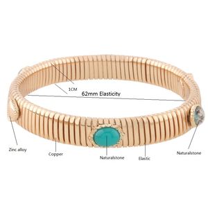 Bracciale a catena a molla Braccialetti in pietra naturale in rame Bohemia de Madera Pulseira Estrela de Cinco Perles elastiche