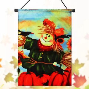 12'' x 18'' Herbstliche schwarze Krähe, Kürbisse, Vogelscheuche, Sonnenblume, Herbst-Gartenflaggen-Dekorationen