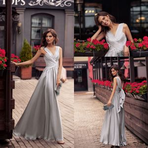 Papilio Boutique Silver Evening Dresses Ruffles V Neck A Line Prom Dress Formal Ladies Mother of the Bride Gowns