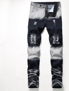 Мода-2019 Runway Проблемные Тонкий Эластичные джинсы хип-хоп Омывается Скейтборд Trouers Streetwear брюки плюс размер