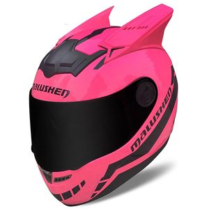 Malushen Capacete de Motocicleta Rosto Completo Cor Rosa