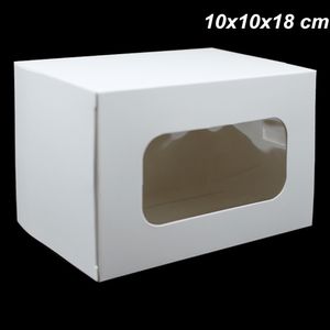 10x10x18 cm 10 pezzi / lotto Scatole di imballaggio per regali di carta artigianale bianca con finestra Scatola di cartone per regali di cartone per custodia del telefono