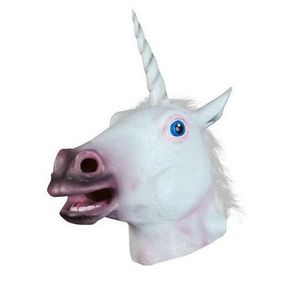 Party Deluxe Novità Maschera per testa di animale in silicone per festa in costume di Halloween, unicorno per oggetti di scena per costumi per adulti