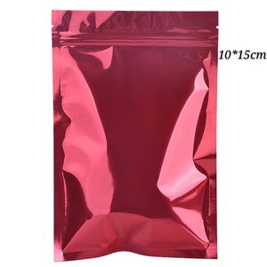 röd aluminiumfolie mylar grepp tätning förpackning väskor torr mat lagring återförslutbar förpackning väska lukt proof pack påsar 10 * 15cm (3.93 * 5.90inch)