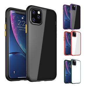 Transparent Acrylic Telefon Väska till iPhone 11 Pro Max XS XR X 8Plus Samsung Not10 S10 Klar stötskyddad TPU Edge Hard Back Cover