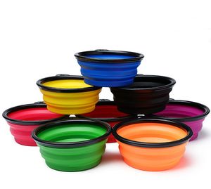 13X5CM Collapsible foldable silicone dog bowl candy color outdoor travel portable puppy doogie food container feeder dish Multicolor