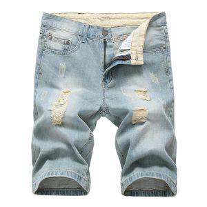 Fashion Men Ripped Short Jeans Summer Shorts Breathable Tearing Denim Shorts Distrressed Jeans Knee Length With Hole