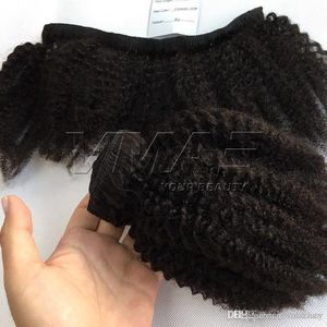 Afro Kinky Curly Clip In Hair Extensions 4A 4C Natural Color 7Pcs/set 100g 120g 140g Virgin Hair Weave Bundles 8-20 inch OPP