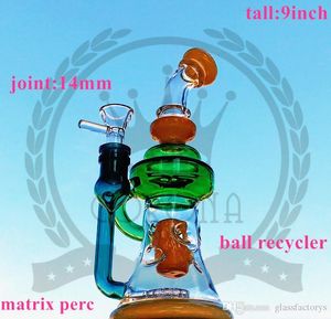 Rosa Hookah Glas Vatten Bong Vattenrör Färg 9Inch Oil Rig Färgglada Bubbler Rökning