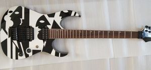 Süper nadir JPM100 P1 rüya tiyatro johnpetrucci beyaz siyah elektro gitar floyd gül tremolo, kilitleme somun, siyah donanım