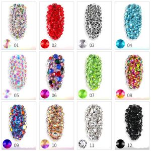 Tamax 1300pcs Glänsande kristall Nail Art Rhinestones DecorAciod Diamond For Nail Tips Manicure Nails Smycken Stones Tillbehör