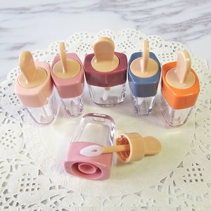 5ML ملون الخالي DIY الشفاه ملمع زجاجات الوردي الأخضر البرتقالي الحلو الآيس كريم الشكل لطيف Lipgloss أحمر الشفاه أنبوب للفتيات