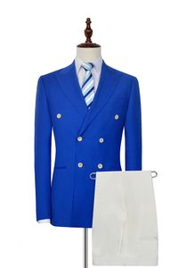 Популярные двубортный Groomsmen Пик нагрудные Groom Tuxedos Мужские костюмы венчания / Prom Best Man Blazer (куртка + Pantst + Tie) +939