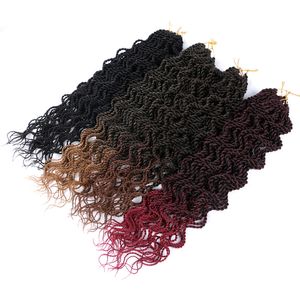 18" Wavy Senegalese Twist Crochet Hair 15strands/pcs Braids 65g/pc Wave Ends Free Curly Crochet Braiding Synthetic Hair Extensions LS32