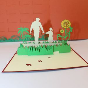 3D Laser Cut Happy Dad Birthday Paper Biglietto d'auguri Festa del papà Grazie Cartolina Forniture per feste festive