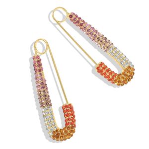 Wholesale-designer exaggerated cute lovely unique vintage cool paper clip pin diamond rhinestone crystal stud earrings for women girls