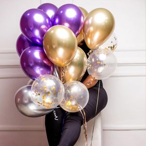 12 inç Parlak Metal Lateks Balonlar Metalik Kalın Krom Balon Helyum Şişme balon Hava Topları Doğum Günü Partisi Deco