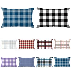 Printed Plaid Pillow Case Cover Europe Peach Suede Cushion Cover For Sofa Car Home Decoration Xmas Supplies XD22622