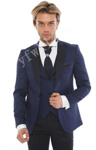 Красивый One Button Groomsmen Пик нагрудные Groom Tuxedos Мужские костюмы венчания / Prom / Dinner Best Man Blazer (куртка + брюки + Tie + Vest) W81