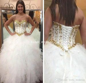 2019 Bellissimo vestito Quinceanera con volant Abito da ballo con perline di cristallo di alta qualità Sweet 16 Long Girls Party Pageant Plus Size Custom Made