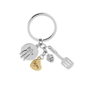 Matlagningsredskapsmycken för mamma gaffel knivsked kock Key Chain Gift Bakers Nanny Finder Cooker Keychain