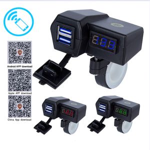 Freeshipping 12V Motorcycle Dual USB Scooter Cigarette Lighter With Bluetooth Handlebar Clamp Power Charger Outlet Socket Splitter