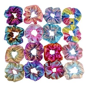 Fashion Women Colorful Bronzing Elastic Hair Rope Glitter Ponytail Holder Hair Ring Accessories Summer Girls Scrunchies Headwear