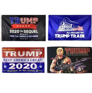 Trump Flag Banner 3x5ft Wholesale 2020 Donald Train Rambo Tank Re-elect Women Troops 3x5 Flag Trump 5x3 ft per l'elezione del presidente degli Stati Uniti