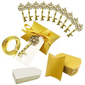 Bröllopsfestflaskaöppnare Keychain med Tag Pappers godisväska Gåvor för gäster Bröllopsouvenirer Dekoration HT
